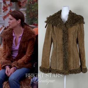 Rare Suede and Fur Jacket ASO Lorelai Gilmore Girls Brown Camel RARE HTF Y2K